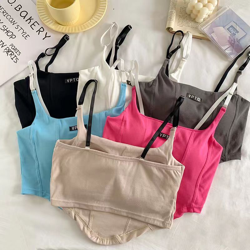 Áo Hai Dây In Chữ Phong Cách Pháp Thời Trang Mùa Hè Quyến Rũ Cho Nữ