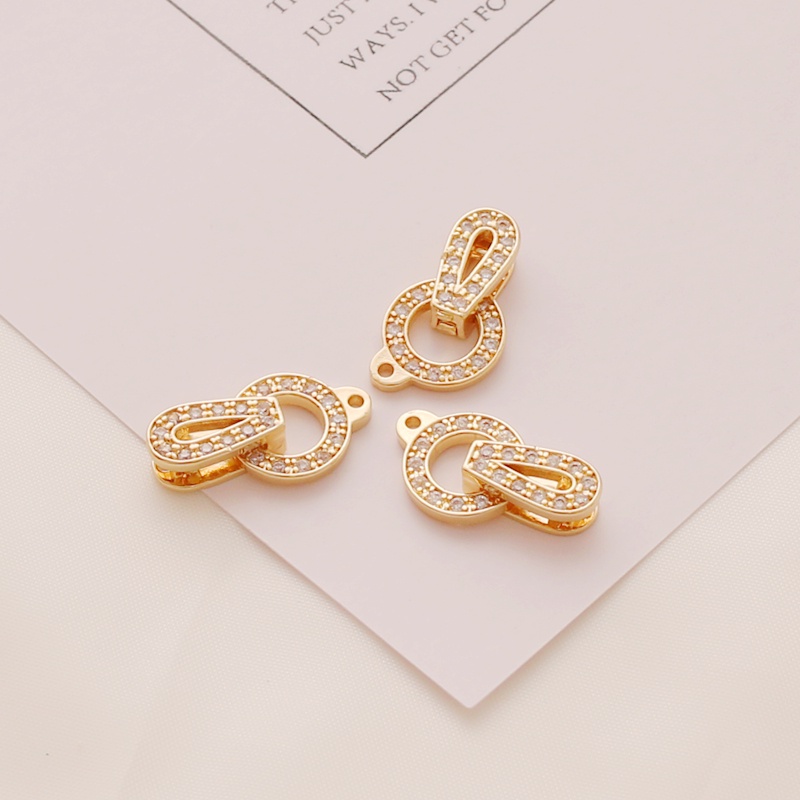 Khóa Cài Tròn Mạ Vàng 14k Đính Đá Zircon Nhiều Màu Sắc Dùng Làm Trang Sức diy