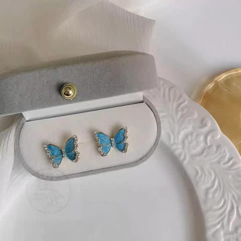 Bông Tai Hình Bướm / Ngôi Sao Đính Đá Dễ Thương Thanh Lịch Phong Cách Hàn Quốc Cho Nữ