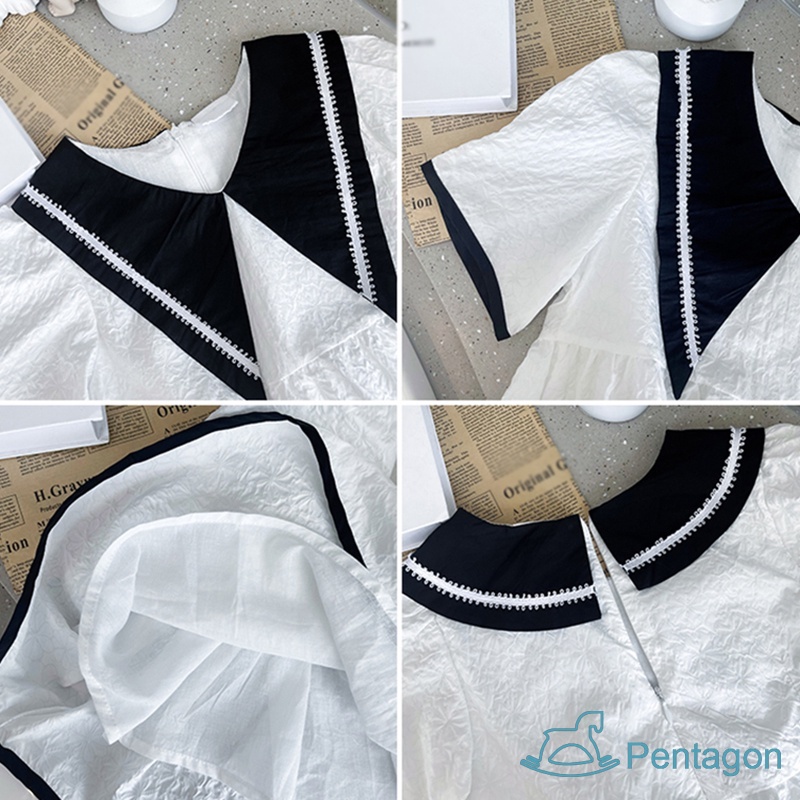 Đầm Ngắn Tay Màu Trơn Thoáng Khí Thời Trang Mùa Hè Hàn Quốc Dành Cho Bé Gái 3-8 Tuổi