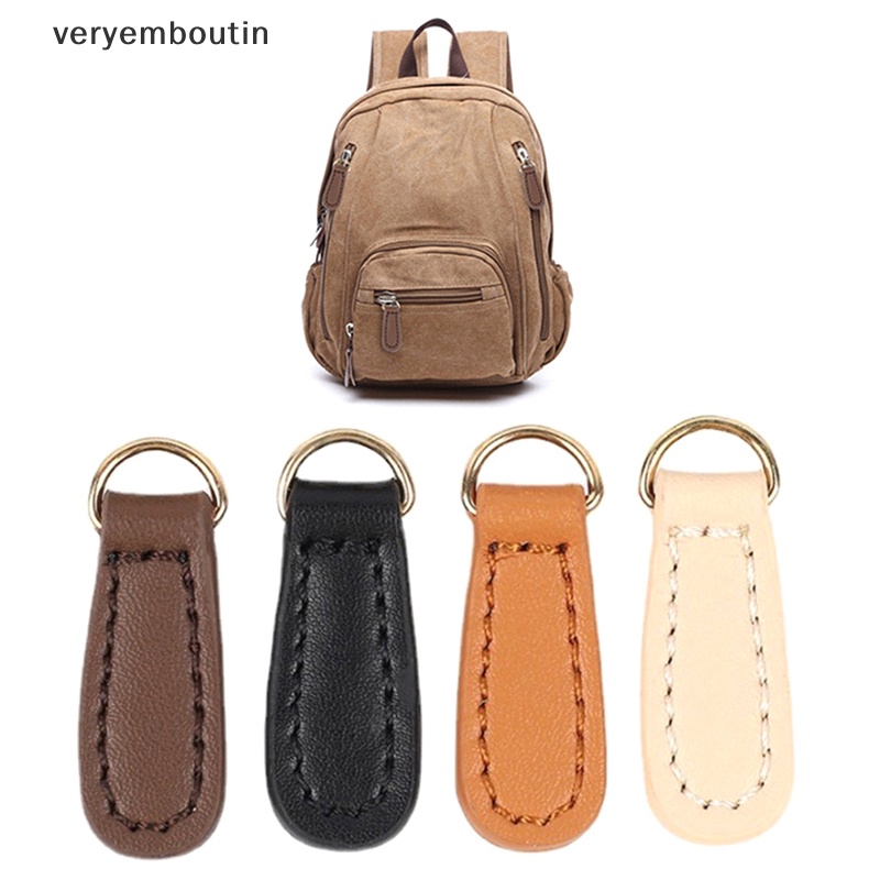 Set 2 Khóa Kéo Đầu Dây Kéo Bằng Da Thật Dùng Để May Túi / Balo Diy