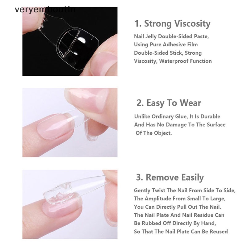 Set 240 Móng Tay Giả Trong Suốt Siêu Mỏng Tự Dính Hai Mặt Màu Hồng