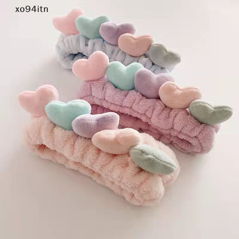 Băng Đô Cài Tóc Rửa Mặt In Họa Tiết Trái Tim Nhiều Màu Sắc Đơn Giản Dễ Phối Đồ Cho Nữ