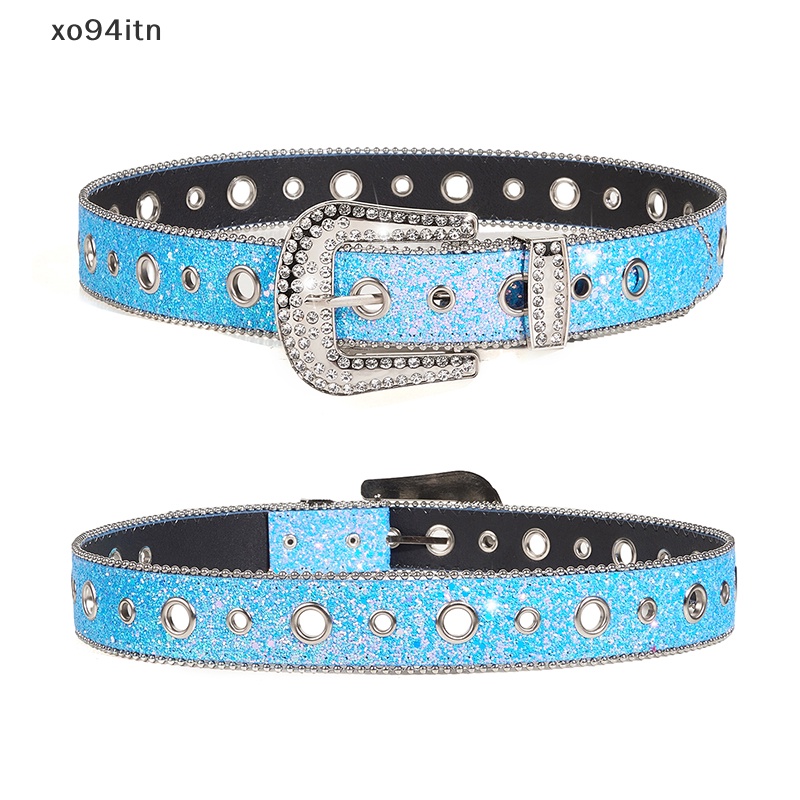 Thắt Lưng Da PU Đính Đá Lấp Lánh Phong Cách Cao Bồi Y2K