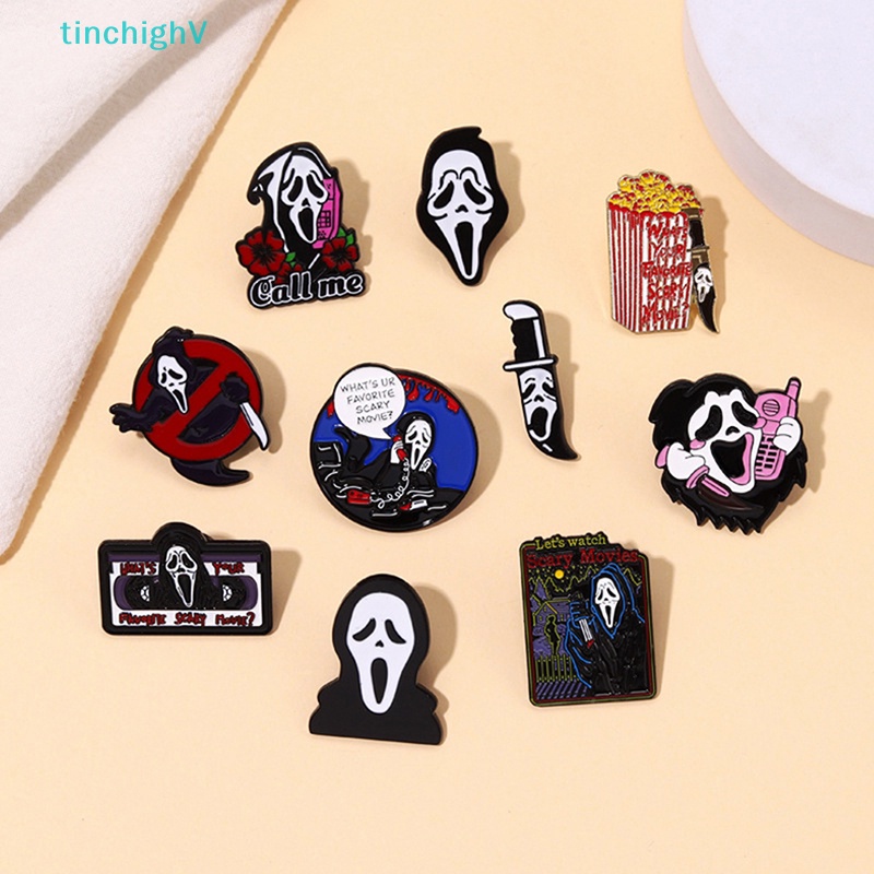 [TinchighV] Ghim Cài Áo Bằng Hợp Kim Tráng Men Hình Đầu Lâu Vô Diện Vui Nhộn Phong Cách Punk [Mới]