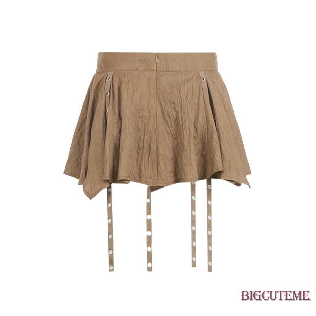 [] - Quần Short Mini Hai Dây Lưng Thấp Màu Trơn Có Khóa Cài Bên Trong Mùa Hè Cho Nữ