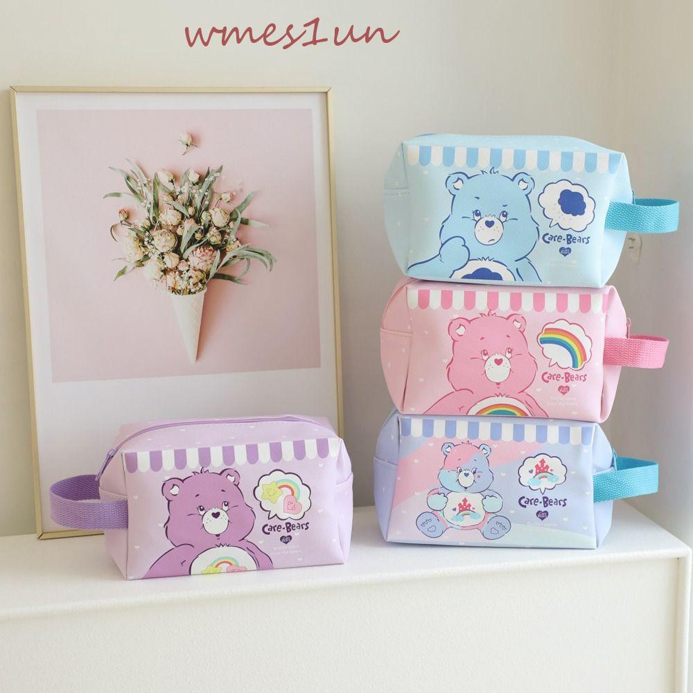 Túi Đựng Mỹ Phẩm WMES15H Carebears Hình Gấu Cinnamoroll Hoạt Hình Màu Cầu Vồng Dung Tích Lớn Có Khóa Kéo Cho Nữ