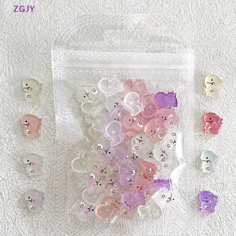 Set 10 Phụ Kiện Trang Trí Móng Tay DIY Hình Khủng Long Dạ Quang Dễ Thương Mới