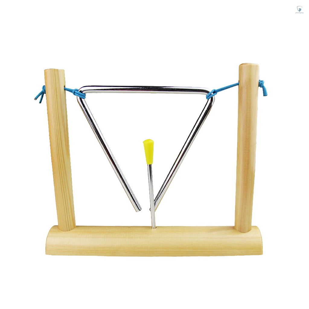 Nhạc Cụ Tam Giác 6 inch Bằng Thép Không Gỉ Với Giá Đỡ Bằng Gỗ Dành Cho Giáo Dục Sớm