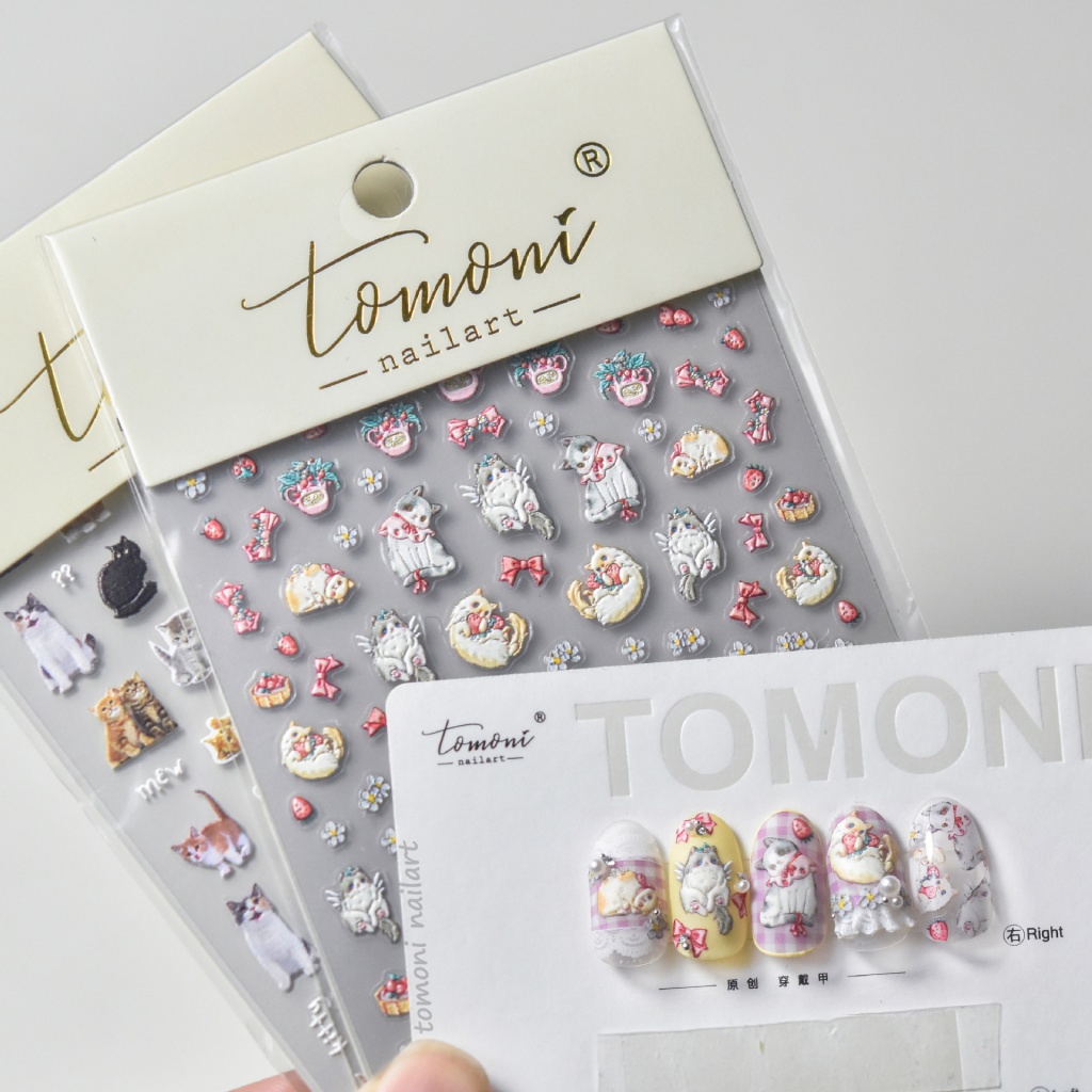 Miếng Dán Trang Trí Móng Tay 5D Hình Mèo Phong Cách Nhật Bản to2907