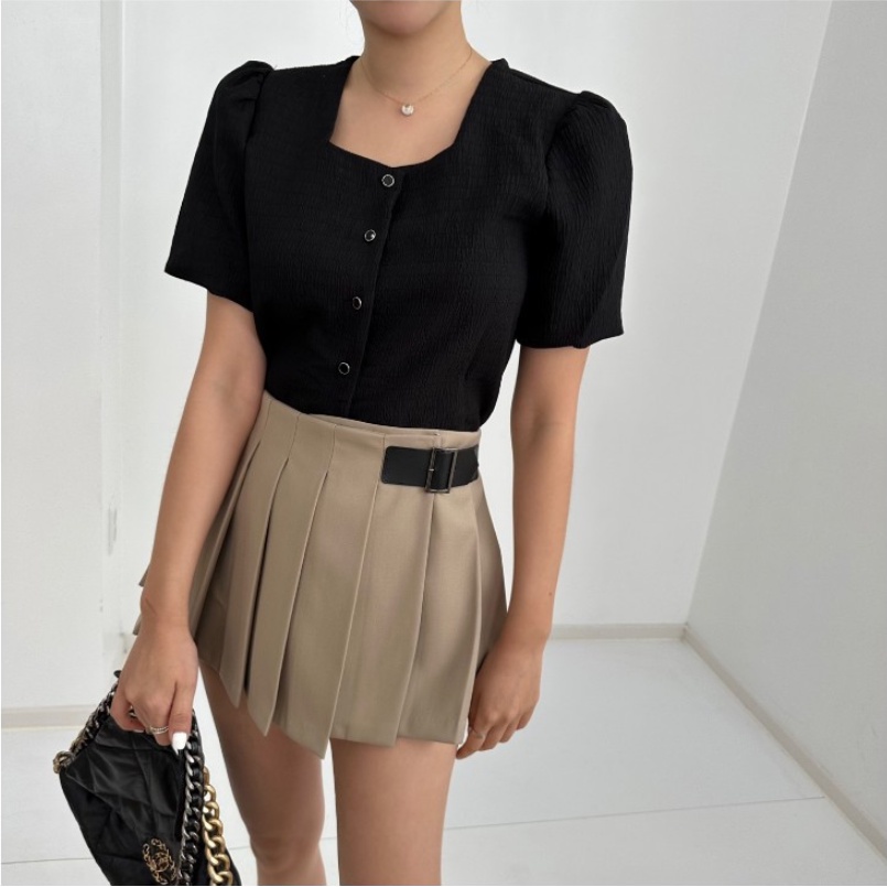 SUXI Áo Sơ Mi Tay Ngắn Cổ Vuông Quyến Rũ Thời Trang Hè Cho Nữ