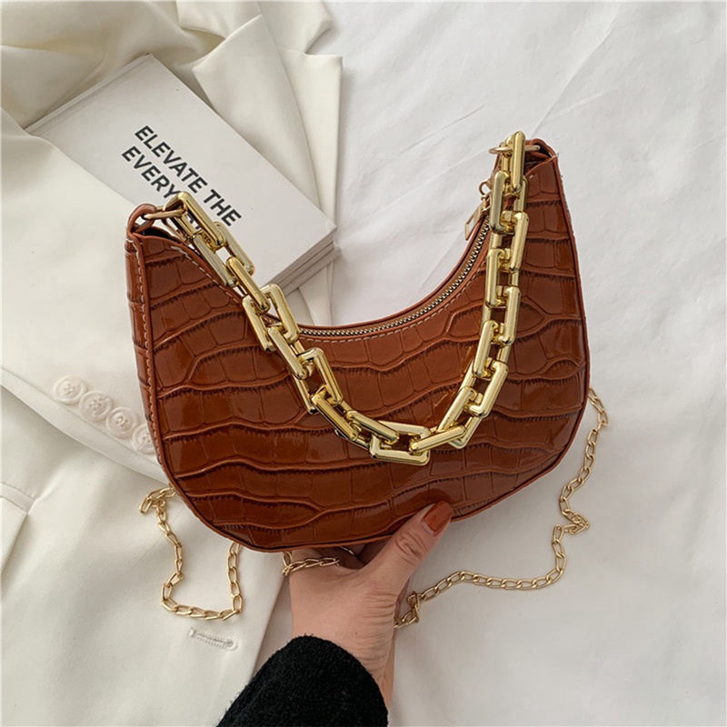Túi Xách Đeo Vai / Kẹp Nách Cỡ Nhỏ Bằng Da PU Họa Tiết Da Cá Sấu Phong Cách Retro Thời Trang 2020 Cho