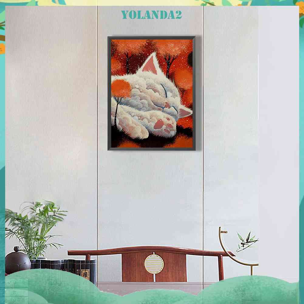 Tranh Đính Đá Kim Cương Toàn Bộ 5D DIY Hình Vẽ Mèo Trang Trí Nhà Cửa