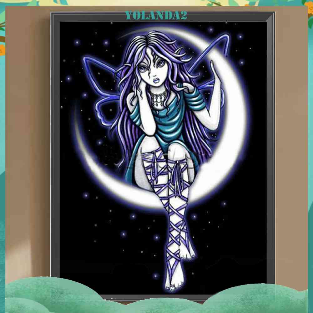 Bộ Tranh Đính Đá 5D Họa Tiết Mặt Trăng Độc Đáo DIY Dùng Trang Trí Nhà Cửa