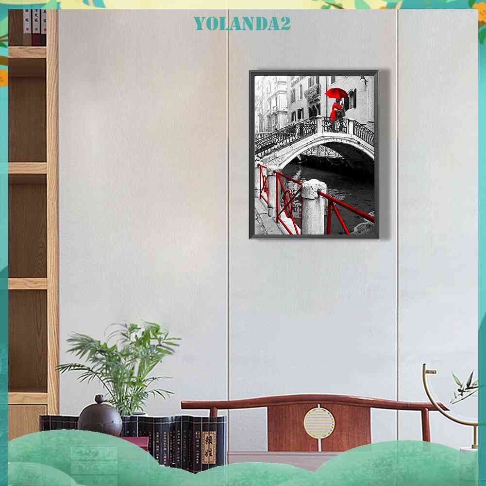 Tranh Đính Đá Kim Cương Toàn Bộ 5D DIY Hình Cây Cầu Tình Nhân Trang Trí Nhà Cửa