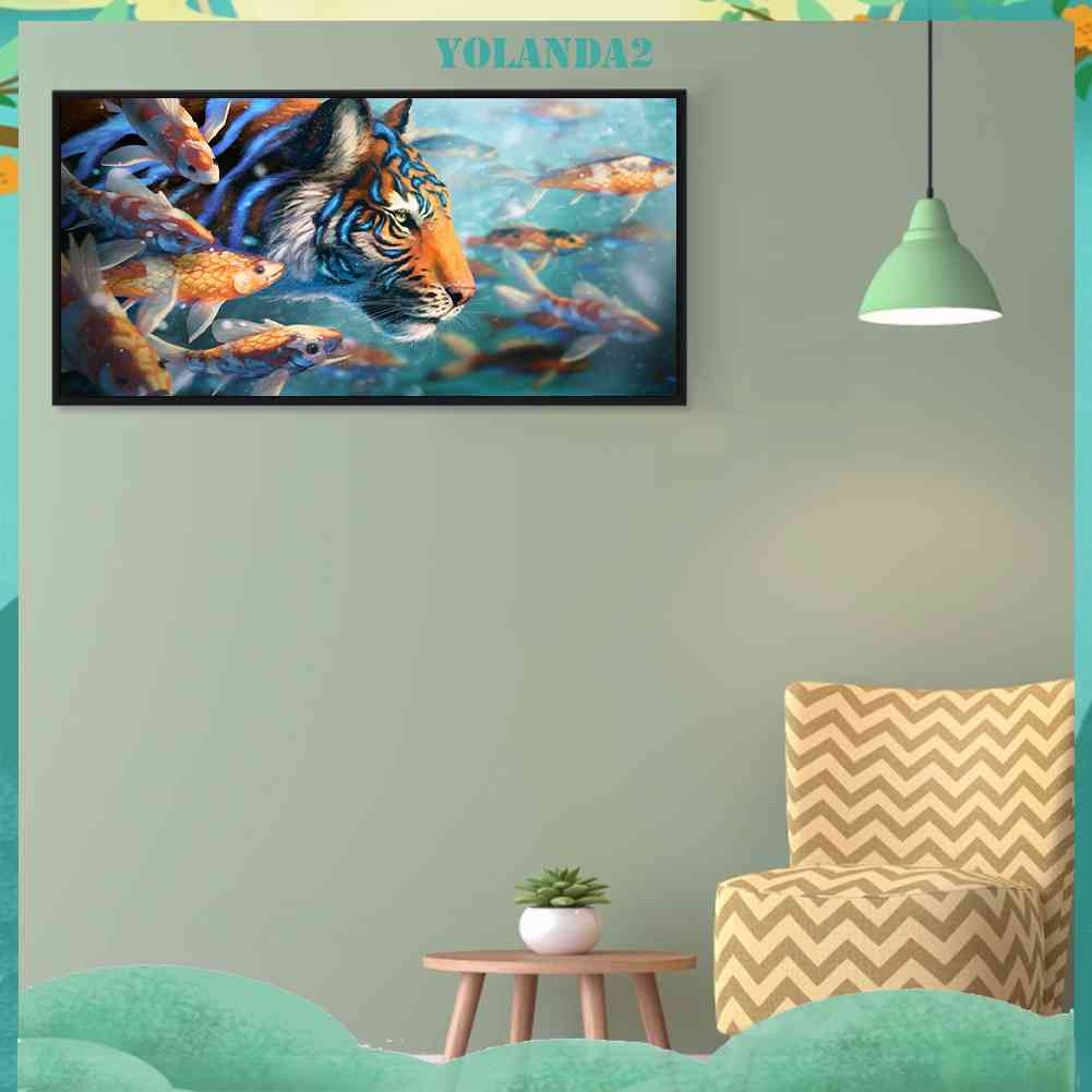 Bộ Tranh Đính Đá 5D Họa Tiết Hổ / Cá Vàng Độc Đáo DIY Dùng Trang Trí Nhà Cửa