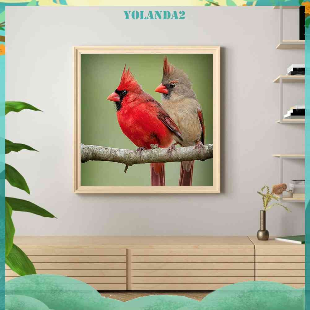 Tranh Đính Đá Kim Cương Toàn Bộ Họa Tiết Chim Và Cây Dùng Trang Trí DIY