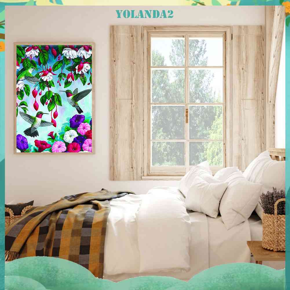 Bộ Tranh Đính Đá 24 Màu Sắc Họa Tiết Chim Ruồi Độc Đáo DIY Dùng Trang Trí Nhà Cửa