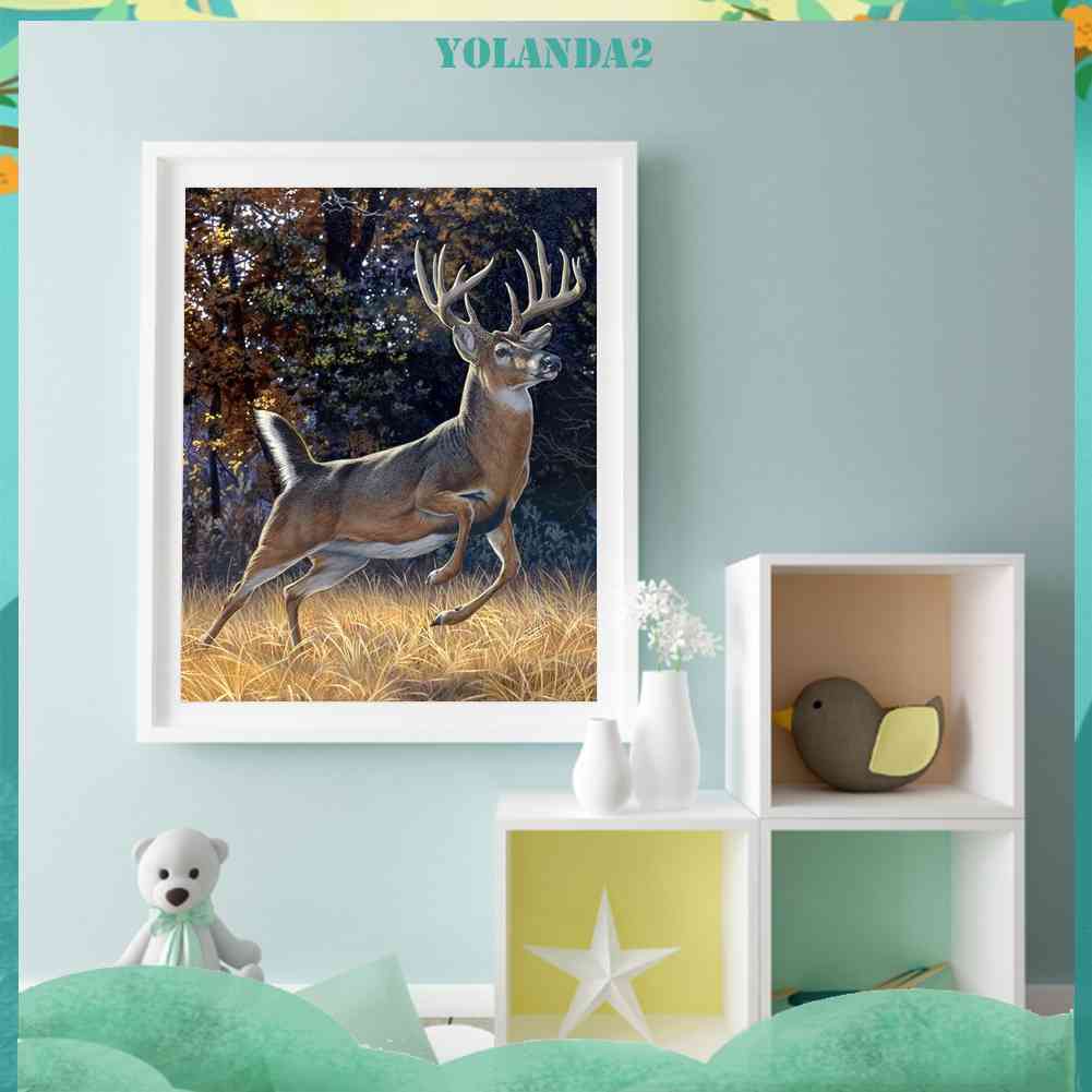 Bộ Tranh Đính Đá Tự Làm Hình Hươu Kích Thước 40x50cm