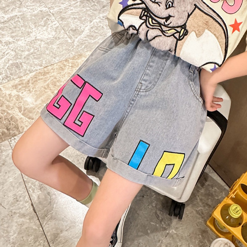 IQ Angel Quần Short denim Mỏng Dáng Rộng Thời Trang Mùa Hè Cho Bé Gái Lớn Tuổi