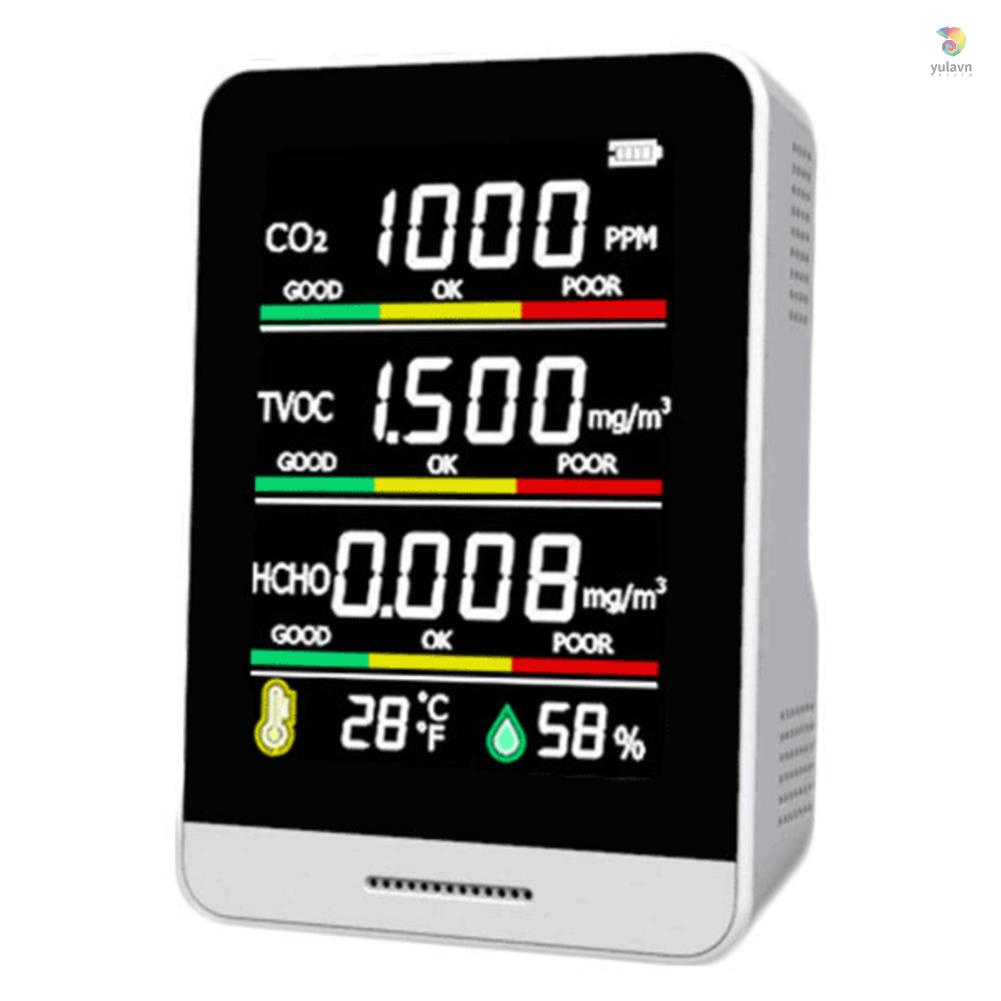 Thiết Bị Phát Hiện Nhiệt Độ Và Độ Ẩm CO2 TVOC HCHO Thông Minh Độ Chính Xác Cao Đa Năng
