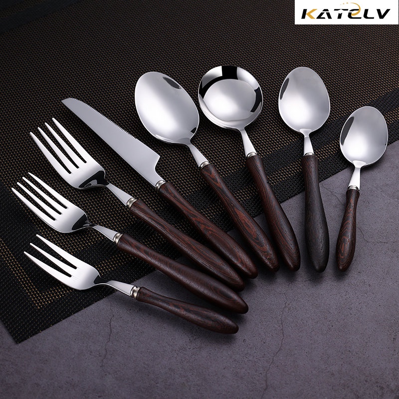 Katelv Bộ Muỗng Nĩa Bằng Thép Không Gỉ 304 Chất Lượng Cao