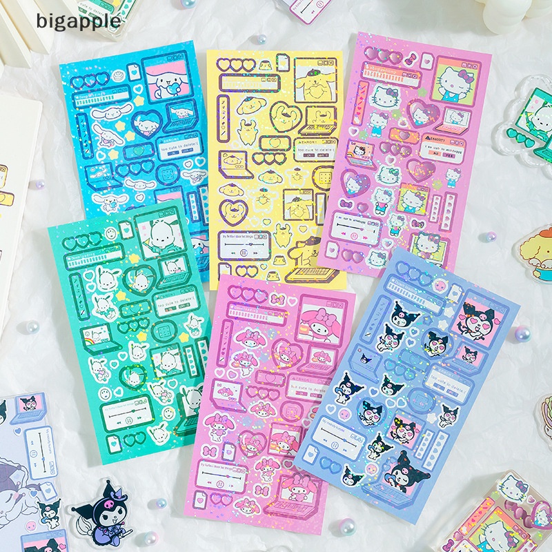 Bigapple Nhãn Dán Hình Hoạt Hình Sanrio Cinnamoroll Melody Girl Dễ Thương Lấp Lánh Trang Trí Kế Hoạch Thủ Công RDG