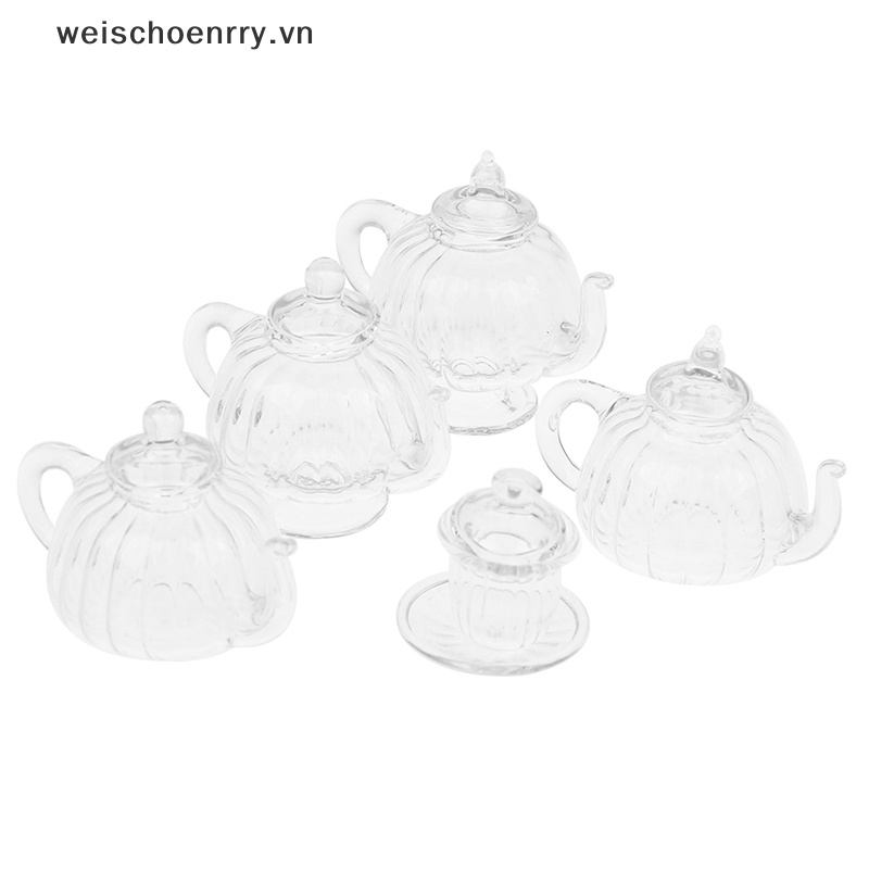 Bình Trà Thủy Tinh Đế Phẳng Mini Tỉ Lệ 1: 12 Trang Trí Nhà Búp Bê