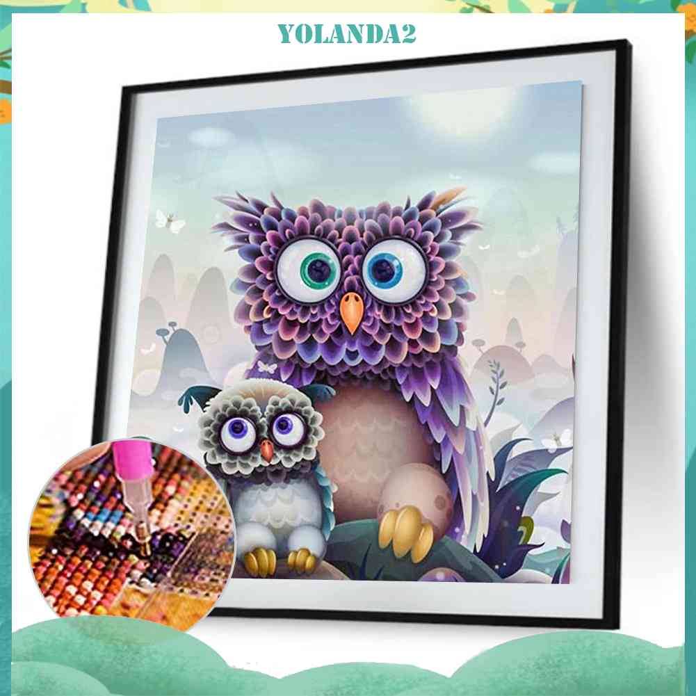 Bộ Tranh Đính Đá 5D Tự Làm Họa Tiết Chim Hoạt Hình