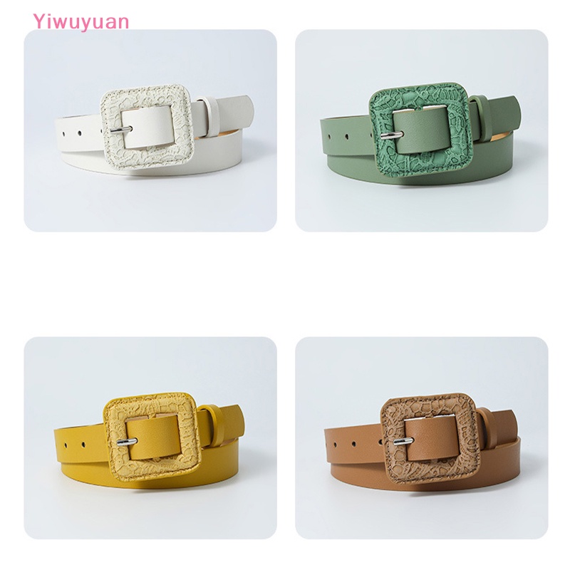 < Yiwuyuan > Thắt Lưng Bản Rộng Màu Kẹo Đơn Giản Thời Trang Hàn Quốc Trang Trí Khóa Cài Quần Jean Thông Dụng Mới