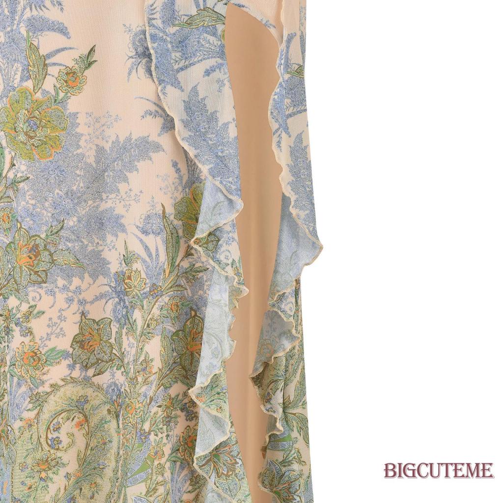 Đầm Ống Nhún Bèo Hở Lưng Họa Tiết Hoa Thời Trang Cho Nữ