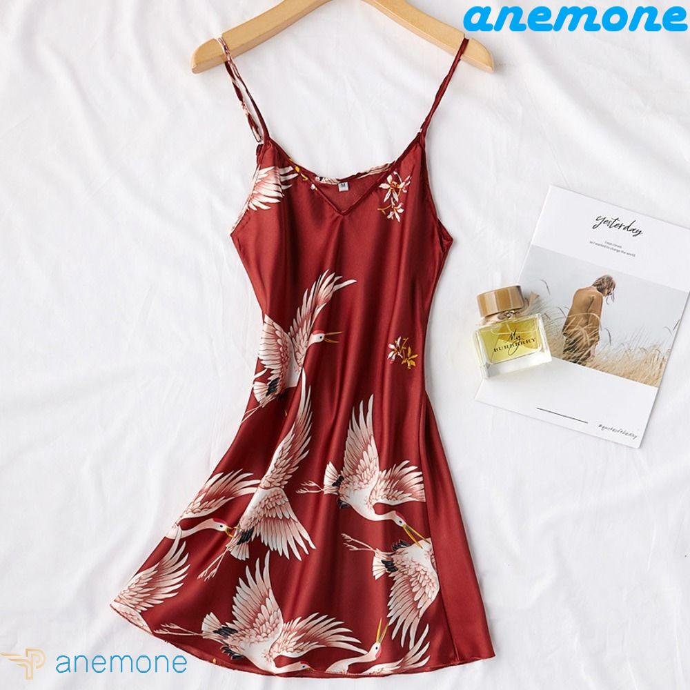 Áo Choàng Ngủ Giả Lụa In Hình Chim Hạc Thời Trang Dành Cho Nữ