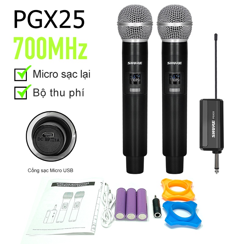 micro không dây SHURE pgx-25 micro có thể sạc lại tần số cố định mic hát karaoke miccro cầm tay Lõi micrô HD Khoả