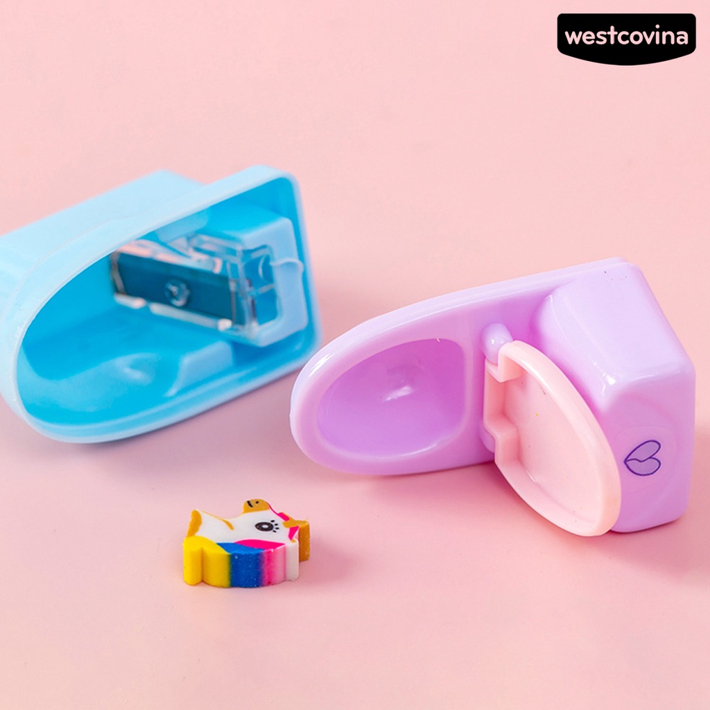 [COD]♪Set 2 Đồ Chuốt Bút Chì In Họa Tiết Hoạt Hình Màu Sắc Ngẫu Nhiên Kèm Đồ Chuốt