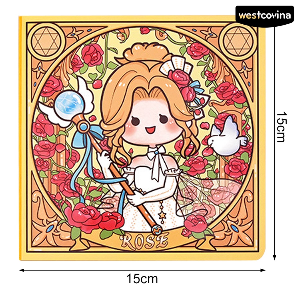 [COD]♪1 Bộ Sổ Tay Kèm Miếng Dán Đánh Dấu Trang Sách Hình Vuông Họa Tiết Hoa Hoạt Hình Nghệ Thuật