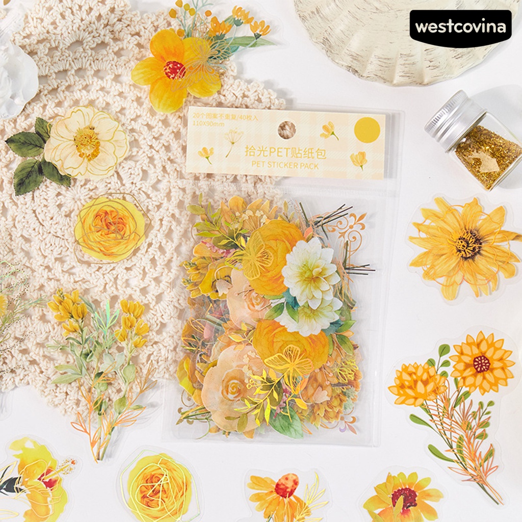 [COD]♪Túi 40 Miếng Dán Tự Dính Chống Thấm Nước Họa Tiết Hoa Xinh Xắn Trang Trí Đa Ứng Dụng