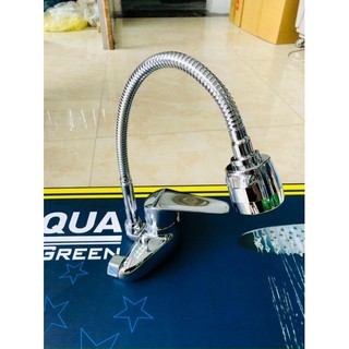 Vòi rửa bát nóng lạnh cắm tường giá rẻ, vòi rửa chén gắn tường cao cấp aqua green