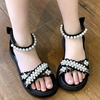 Xăng đan Đế Xuồng Chống Trượt Đính Hạt Ngọc Trai Thời Trang Dành Cho Bé Gái