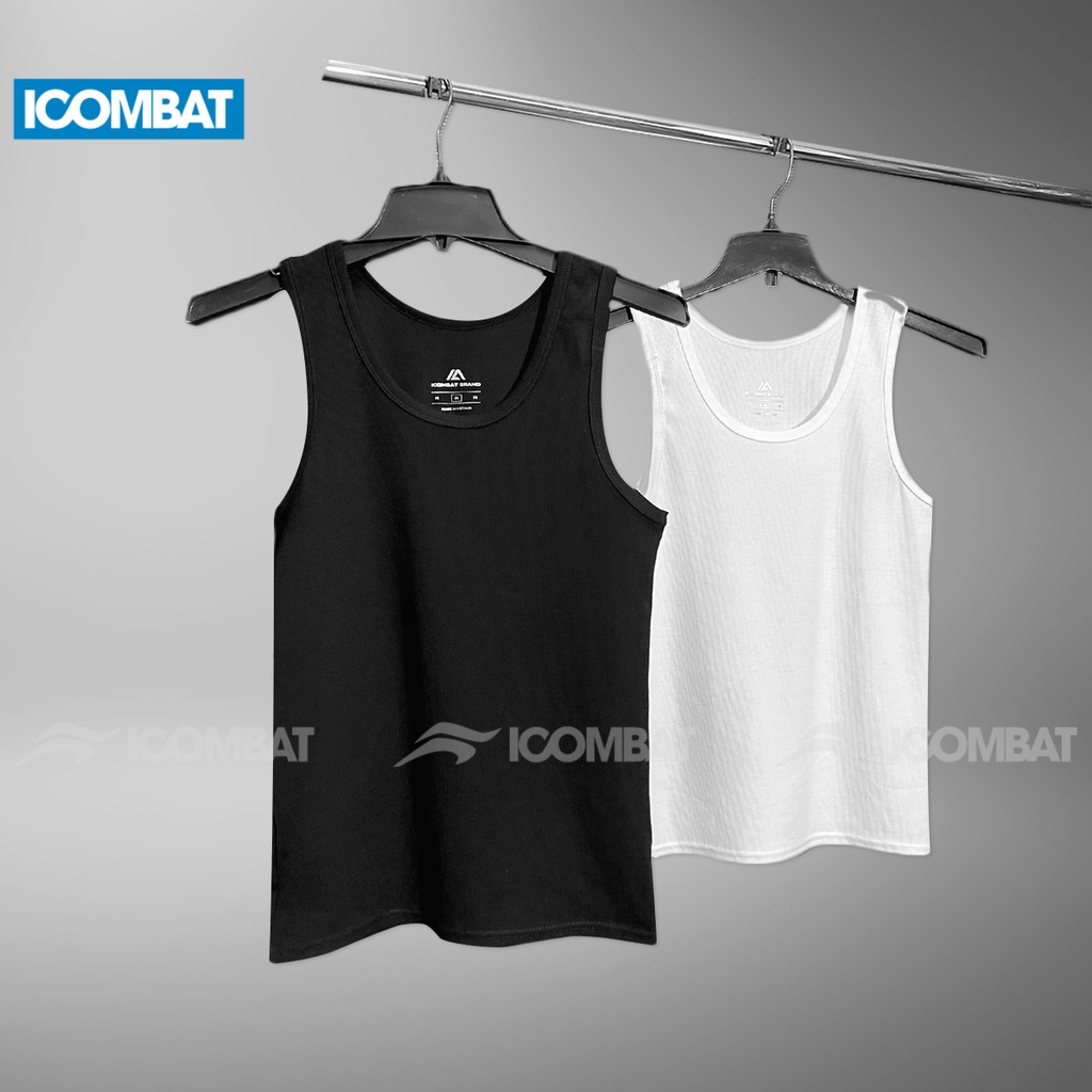 Áo ba lỗ thun gân iCombat áo sát nách gân nhỏ thể thao nam Vải Cotton Dày