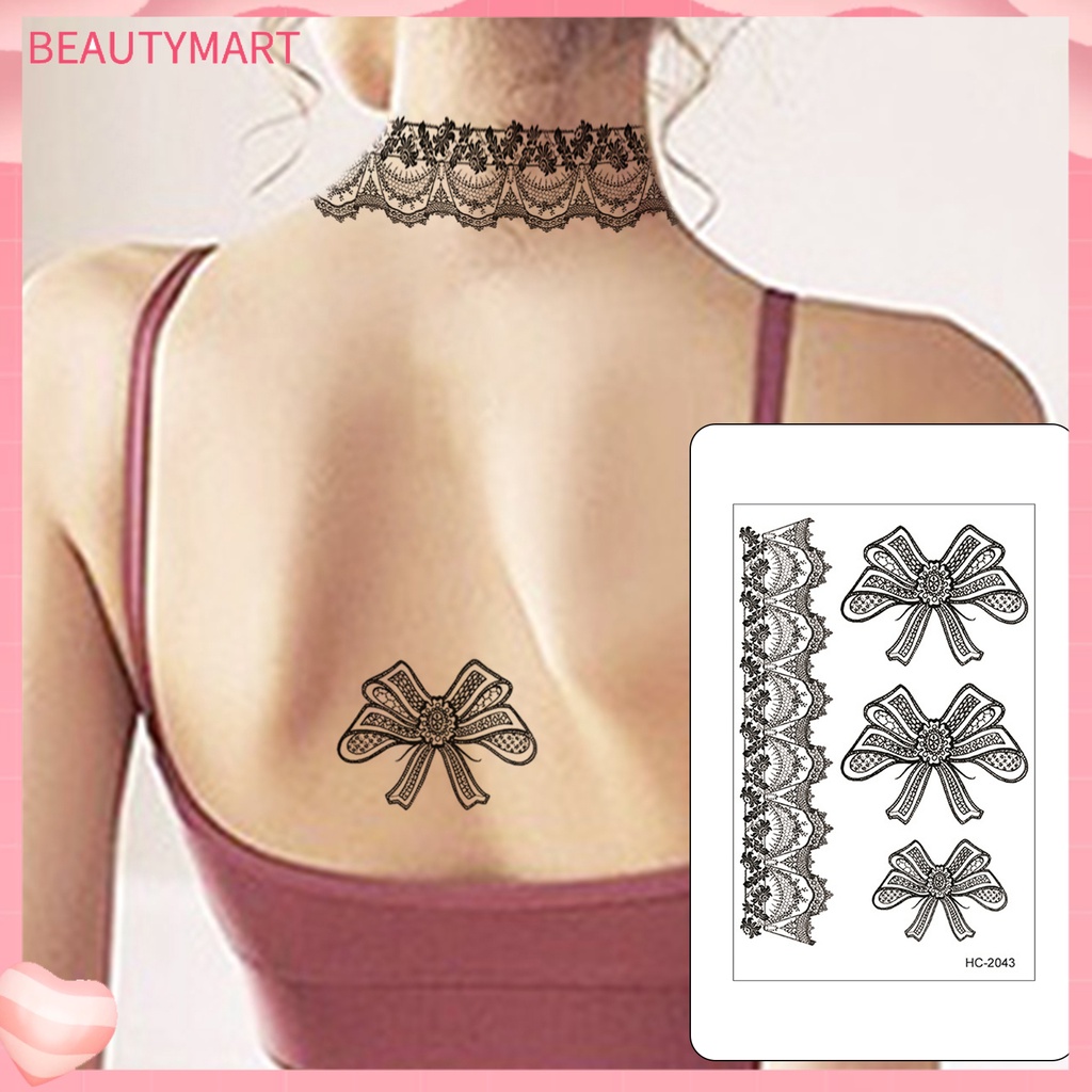 Hình Xăm Dán Tạm Thời Họa Tiết Ren Trắng Đen Sành Điệu Cho Người Lớn