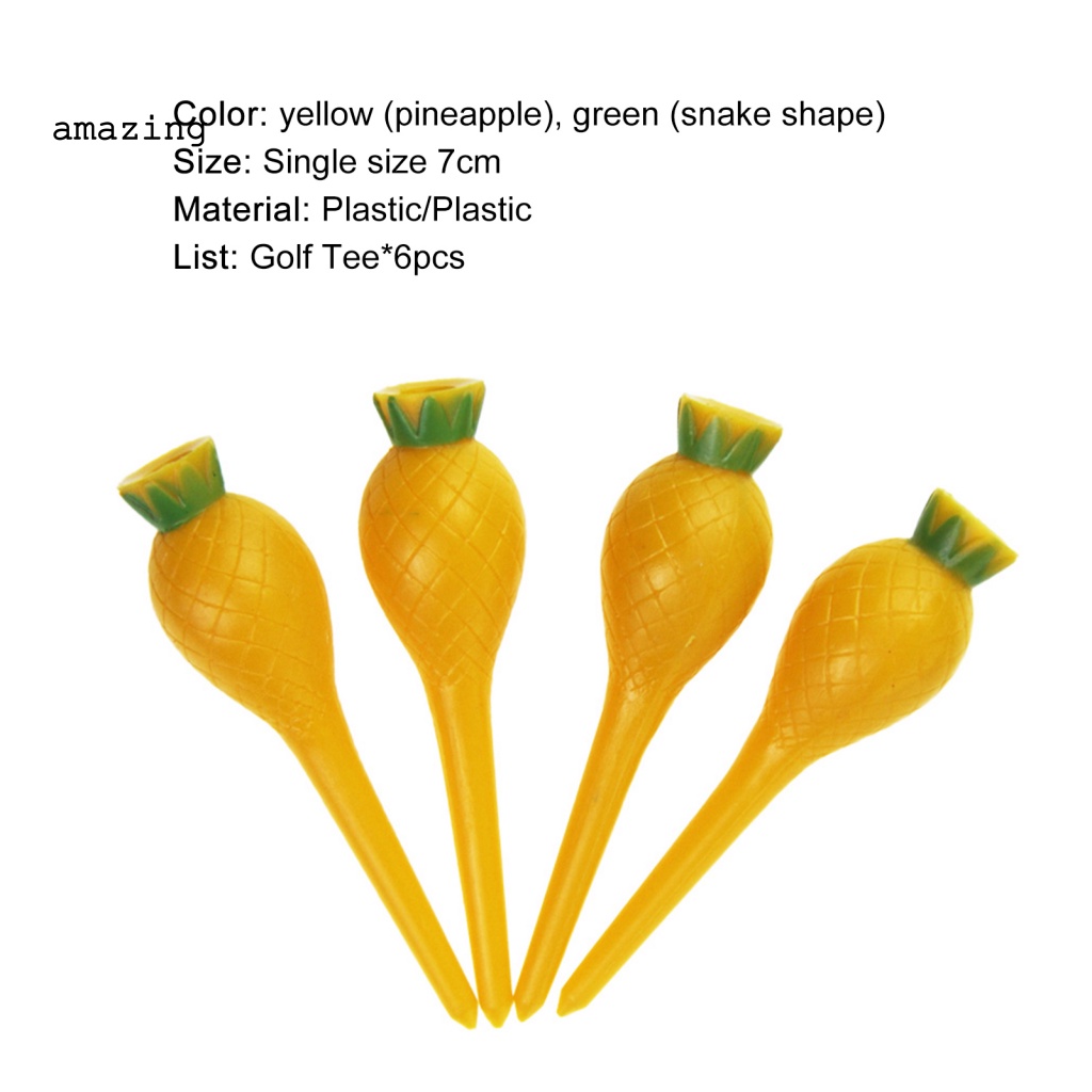 Set 6 Tee Golf Dạng Xoay Trọng Lượng Nhẹ Họa Tiết Hoạt Hình Luyện Tập Thiết Kế Tiện Lợi