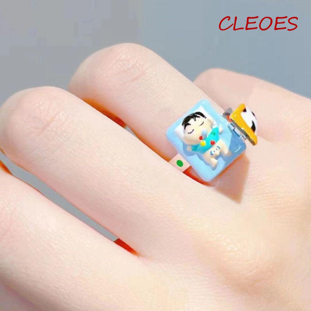 Cleoes Nhẫn Hình Shin-Chan Sáng Tạo Dễ Thương Có Thể Nâng Cao Kèm Vỏ Bọc Sáng Tạo Vui Nhộn Dành Cho Nam