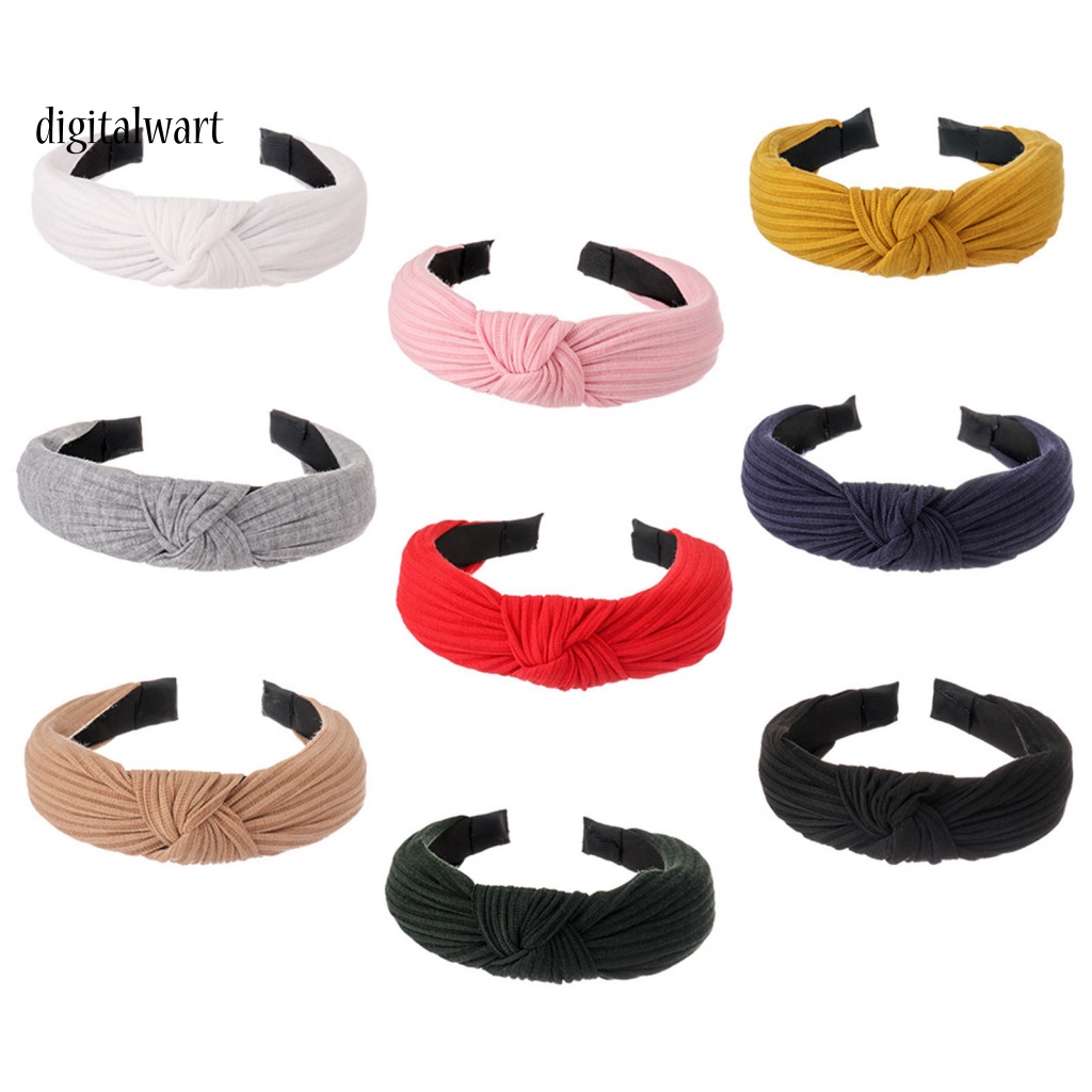 Kỹ Thuật Số| Băng Đô Cài Tóc Dệt Kim Co Giãn Chống Trượt Màu Sắc Đơn Giản Thời Trang Cho Nữ