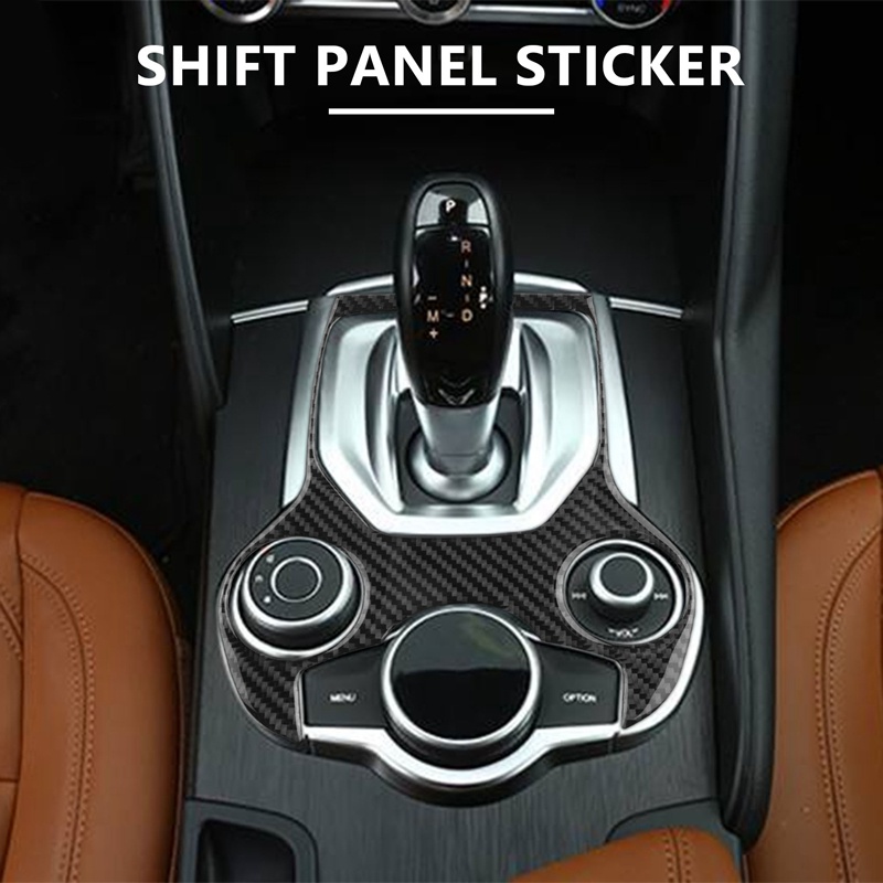 Cho Alfa Romeo Giulia Stelvio 2017-2019 Bảng điều khiển sang số bằng sợi Carbon Các nút đa phương tiện Khung trang trí nhãn dán