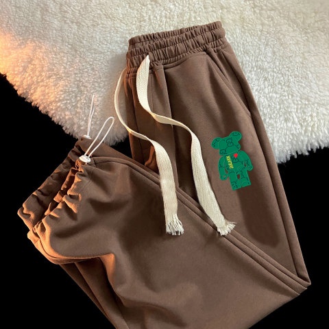 Quần Dài Thể Thao Lưng Cao Dáng Rộng In Hình Mặt Cười Phong Cách Harajuku Thời Trang Cho Nữ