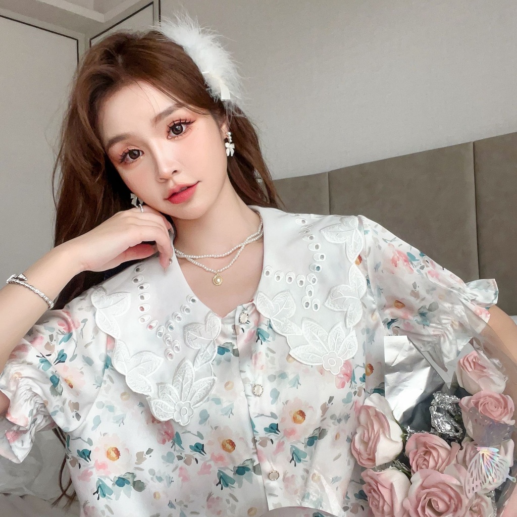 Bộ Đồ Ngủ Ngắn Tay Phối Ren Thiết Kế Mới Thời Trang Mùa Hè Năm 2023 Dành Cho Nữ