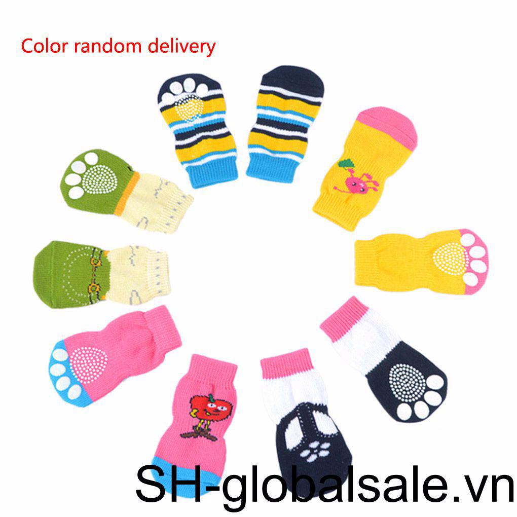 4 Đôi Vớ Mềm Chống Trượt Cho Thú Cưng