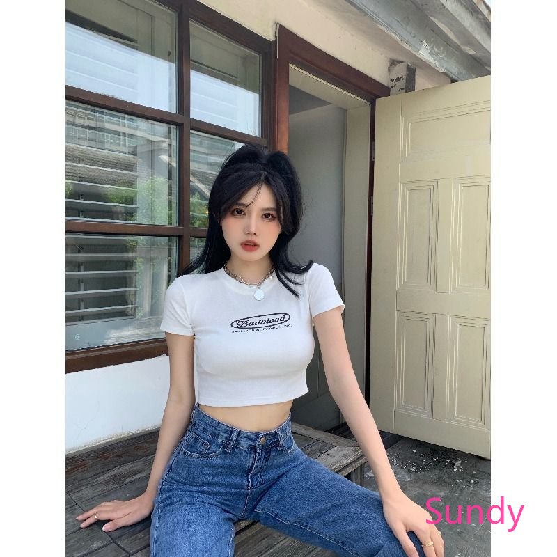 Áo Croptop Tay Ngắn Thiết Kế Mới Đơn Giản Thời Trang Mùa Hè Theo Phong Cách Mỹ Cho Bé Gái