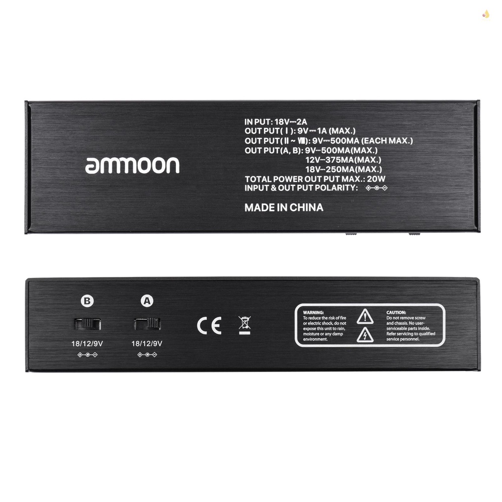 Bộ Phân Phối Hiệu Ứng Đàn Guitar ammoon PP-1 10 Đầu Ra DC 9V / 12V / 18V Vỏ Kim Loại