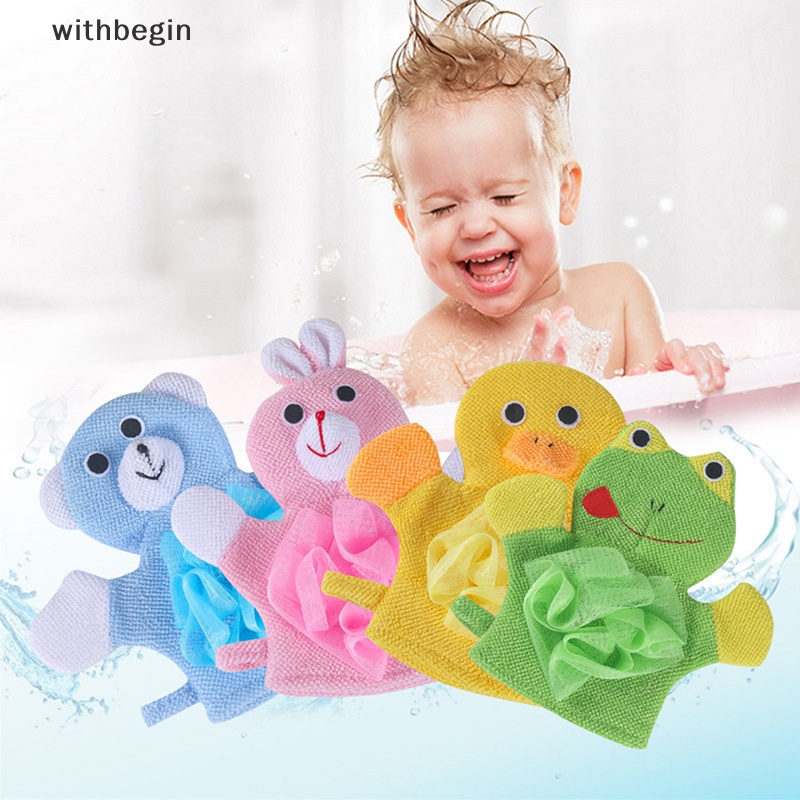 Găng Tay cotton Rửa Mặt Họa Tiết Động Vật Vui Nhộn Cho Bé